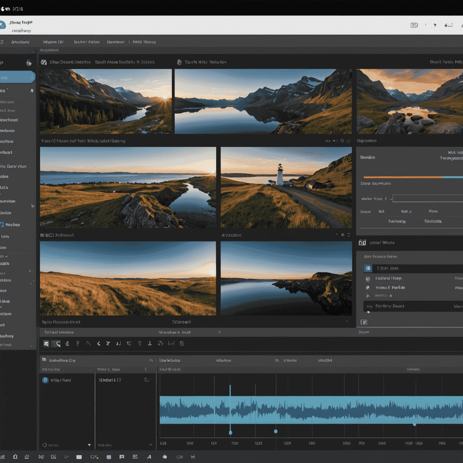 Video editing interface with timeline, effects panel, and preview window