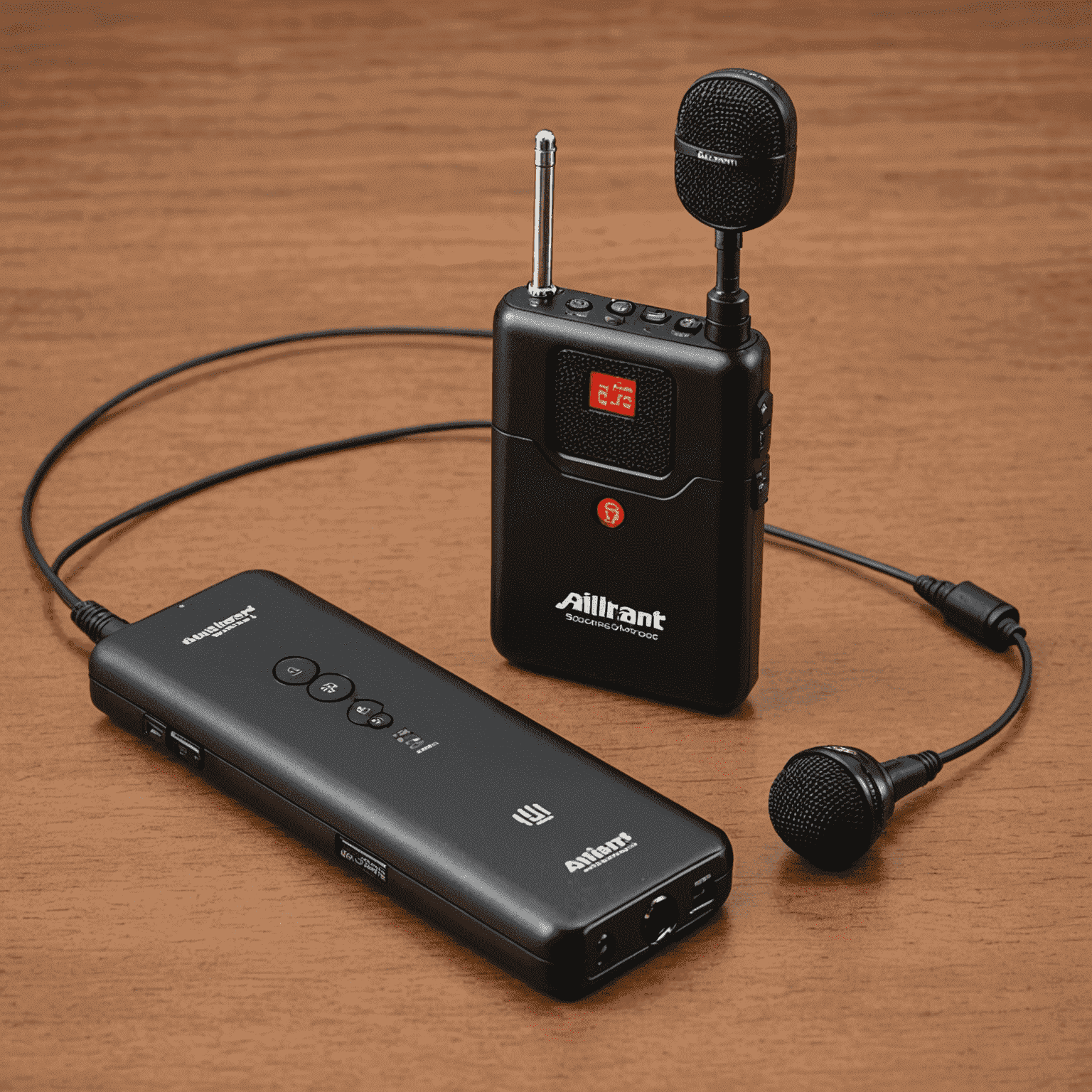 Alliant SoundPod Wireless Microphone, a small clip-on microphone with a sleek transmitter and receiver set